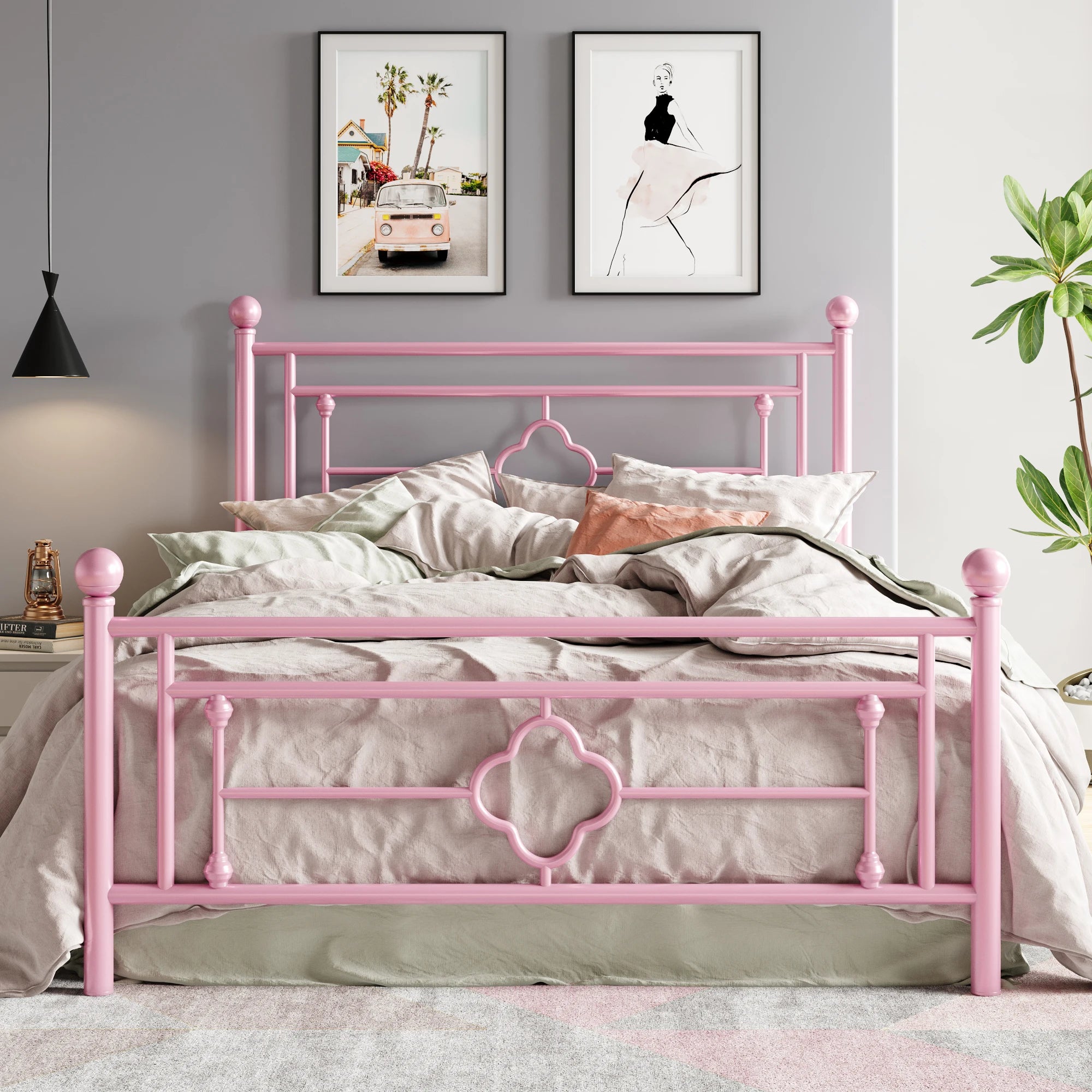 Vintage Victorian Style Wrought Iron Headboard and Footboard