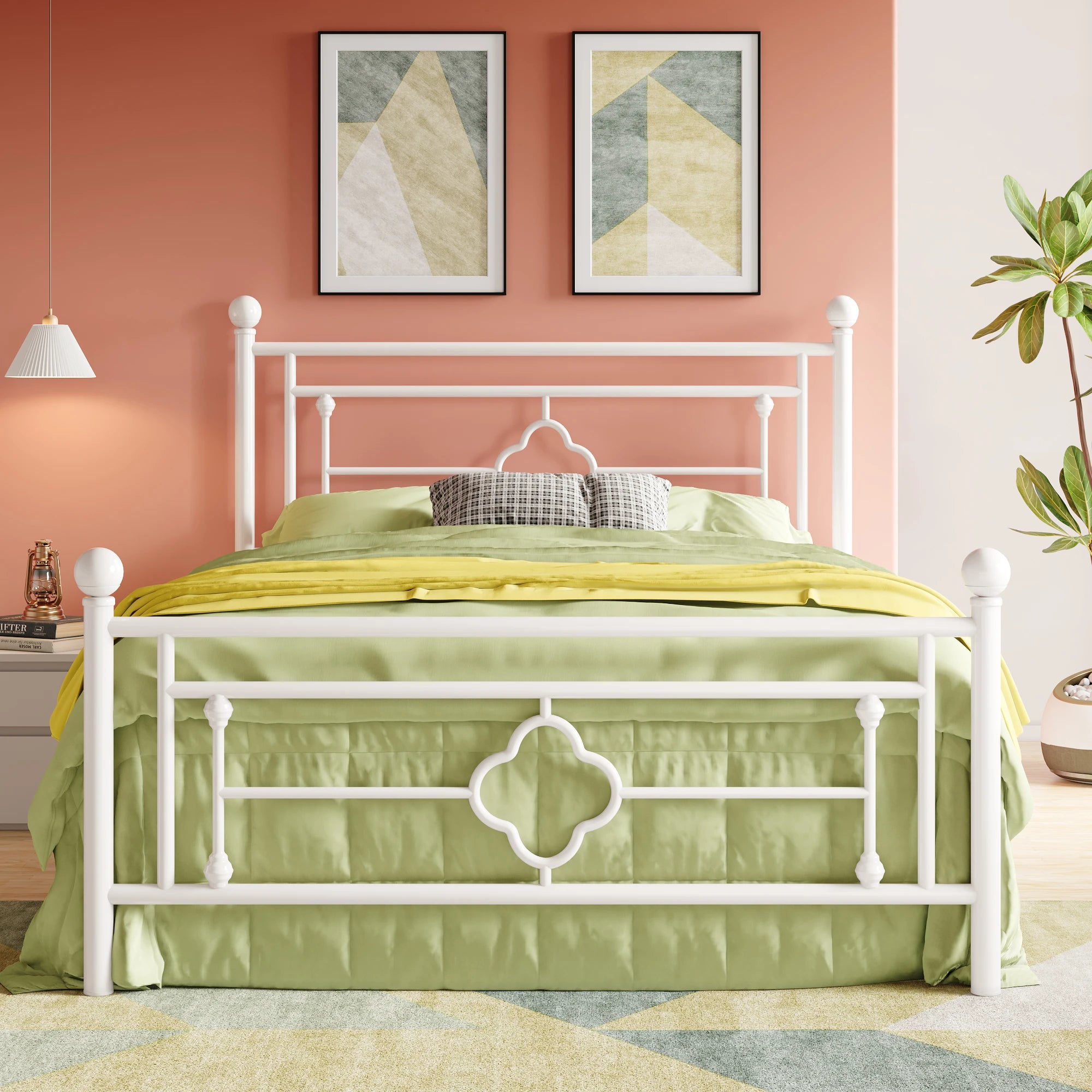 Vintage Victorian Style Wrought Iron Headboard and Footboard