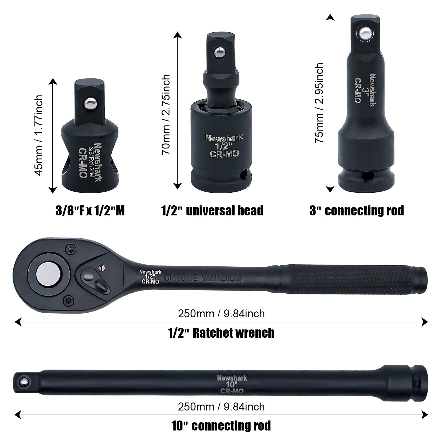 22PCS Drive Socket Wrench Set,1/2-Inch Impact Socket Set,6 Point,Metric Size(10-32mm),Quick Release Ratchet,Repairing Tool