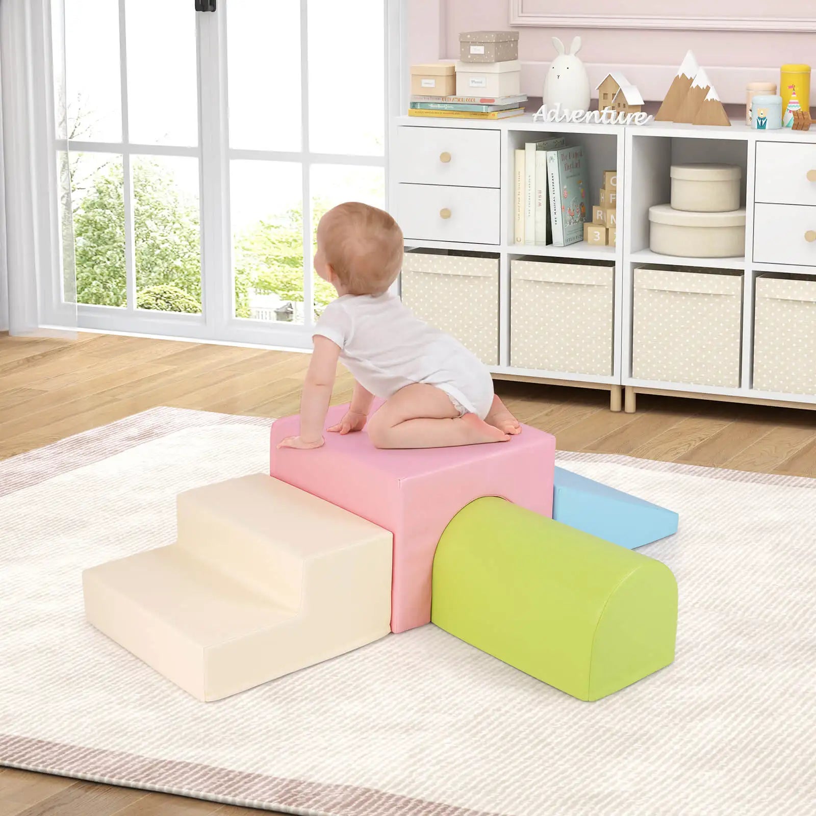 Kids Climb and Crawl Activity Playset Blocks w/ Waterproof PU Cover EPE Foam