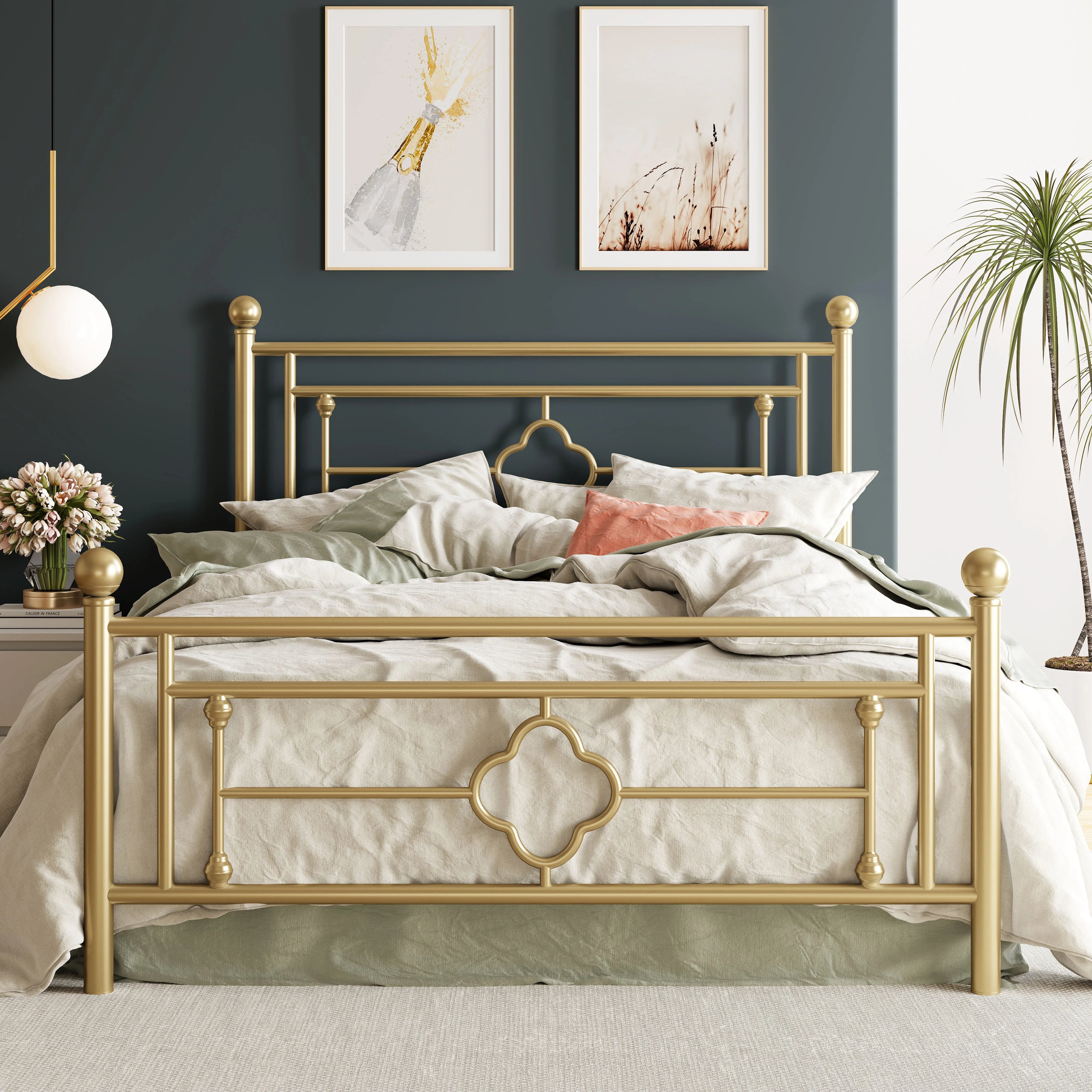 Vintage Victorian Style Wrought Iron Headboard and Footboard