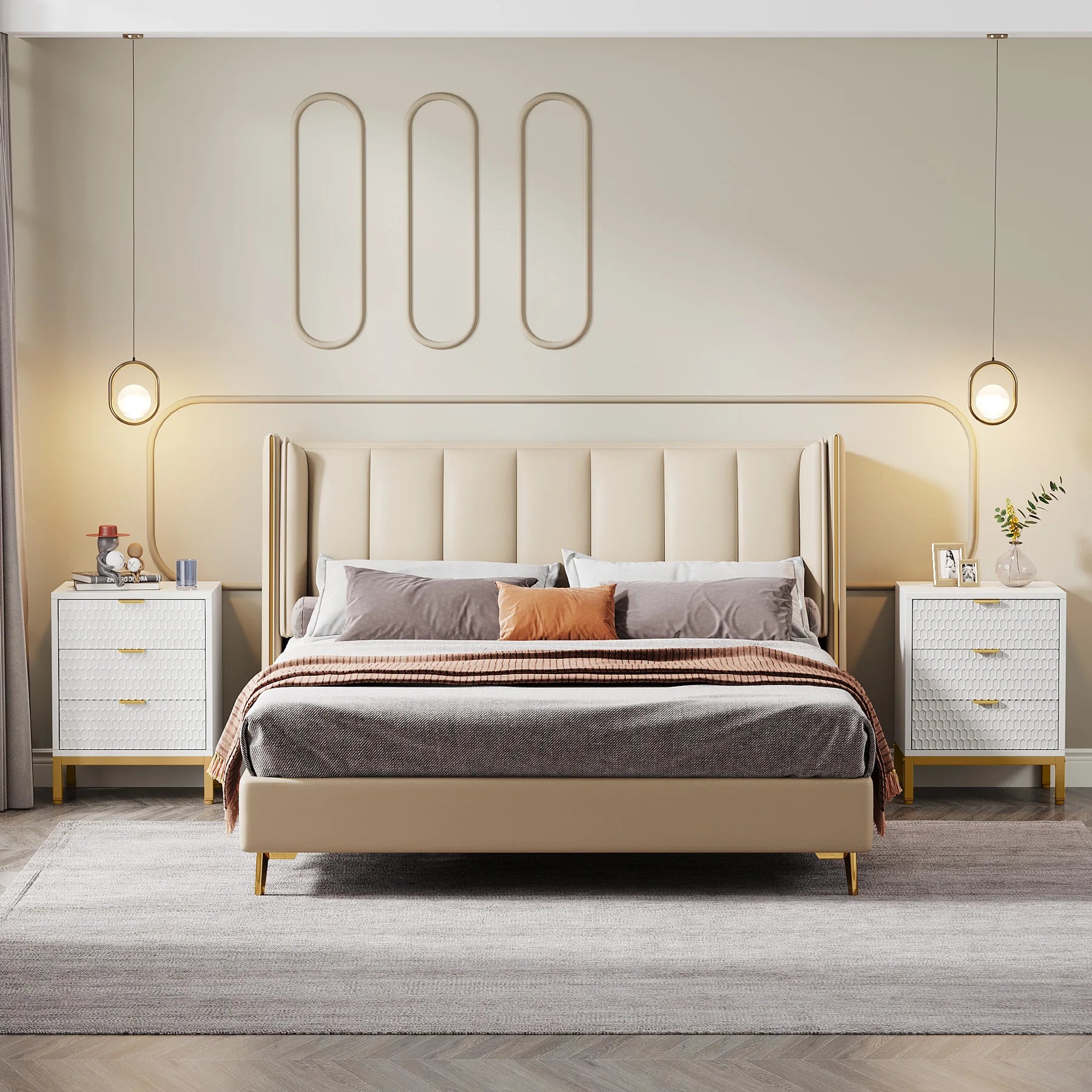 Tribesigns Modern Nightstand, 65.5 cm Tall Bedside Table with 3 Drawers, Contemporary End Side Table with Storage