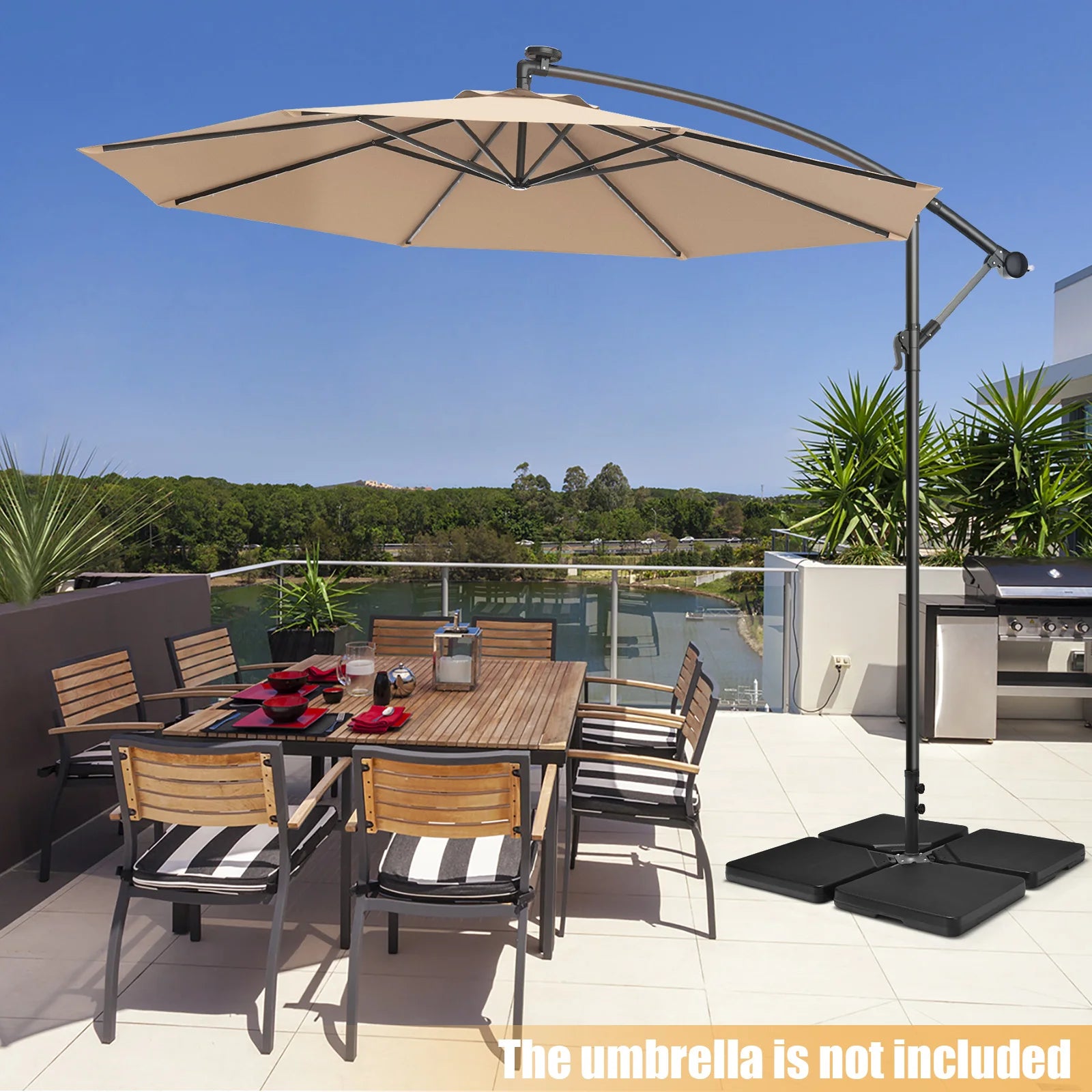 Patio 4pcs 13L Cantilever Offset Umbrella Base Heavy Duty Outdoor Square Black