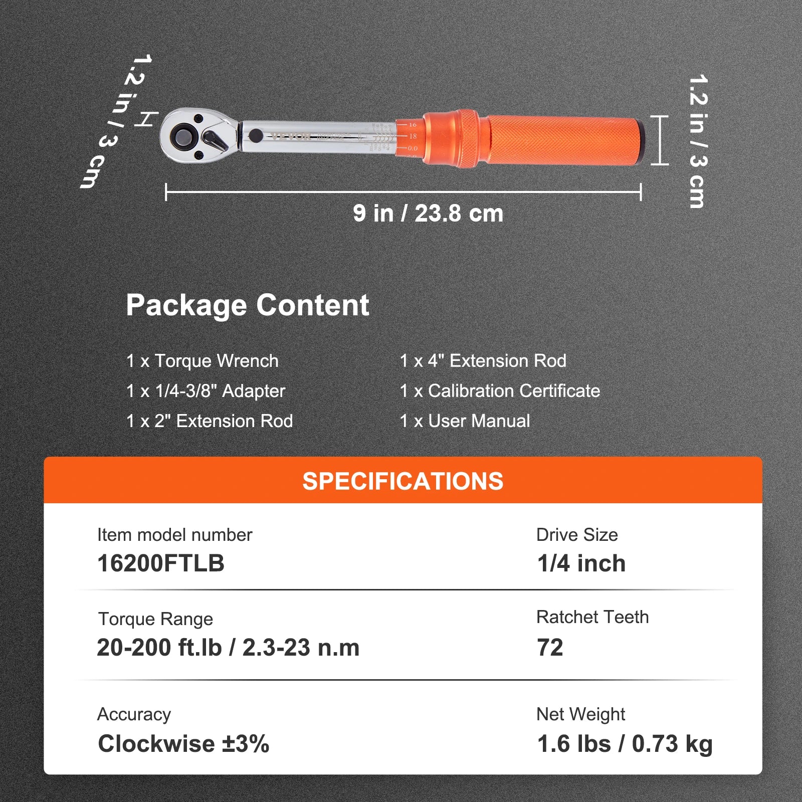 VEVOR 1/2" 1/4" 3/8" Mechanical Torque Wrench Set Precision Pointer Hand Tools Torque Wrench Mechanical Workshop Car Repair Tool