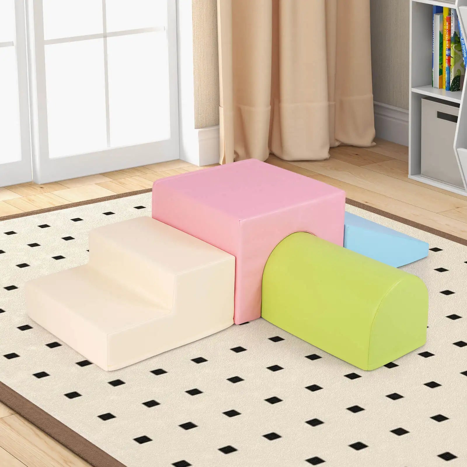 Kids Climb and Crawl Activity Playset Blocks w/ Waterproof PU Cover EPE Foam
